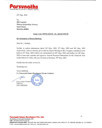 Intimation for Reschedulement of Board Meeting - 30.05.2022