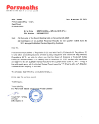 Outcome of the Board Meeting 20.11.2023