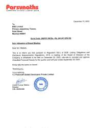 Intimation of Board Meeting 22.12.2023